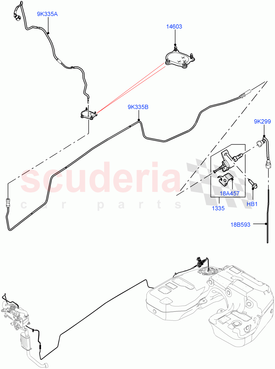 Auxiliary Fuel Fired Pre-Heater(Nitra Plant Build, Heater Fuel Supply)(With Fuel Fired Heater,Fuel Heater W/Pk Heat With Remote,Fuel Fired Heater With Park Heat)((V)FROMK2000001) of Land Rover Land Rover Discovery 5 (2017+) [3.0 Diesel 24V DOHC TC]