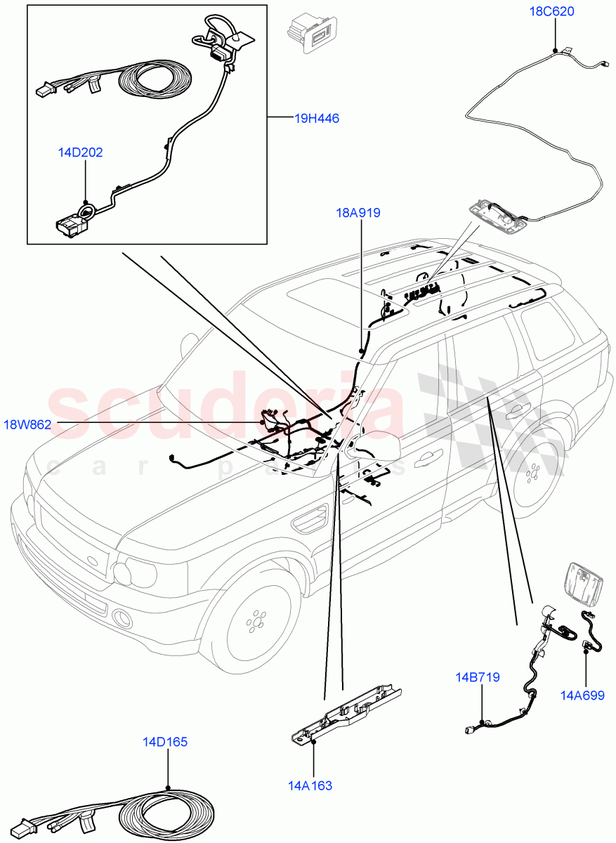 Electrical Wiring - Body And Rear(Audio/Navigation/Entertainment)((V)FROMCA000001) of Land Rover Land Rover Range Rover Sport (2010-2013) [3.6 V8 32V DOHC EFI Diesel]