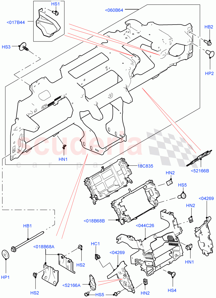 Instrument Panel(Upper, Internal Components)(Halewood (UK))((V)TOKH999999) of Land Rover Land Rover Discovery Sport (2015+) [1.5 I3 Turbo Petrol AJ20P3]