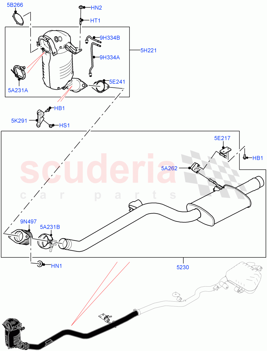 Front Exhaust System(Nitra Plant Build)(2.0L I4 DSL HIGH DOHC AJ200,Stage V Plus DPF,Euro Stage 4 Emissions) of Land Rover Land Rover Defender (2020+) [2.0 Turbo Diesel]