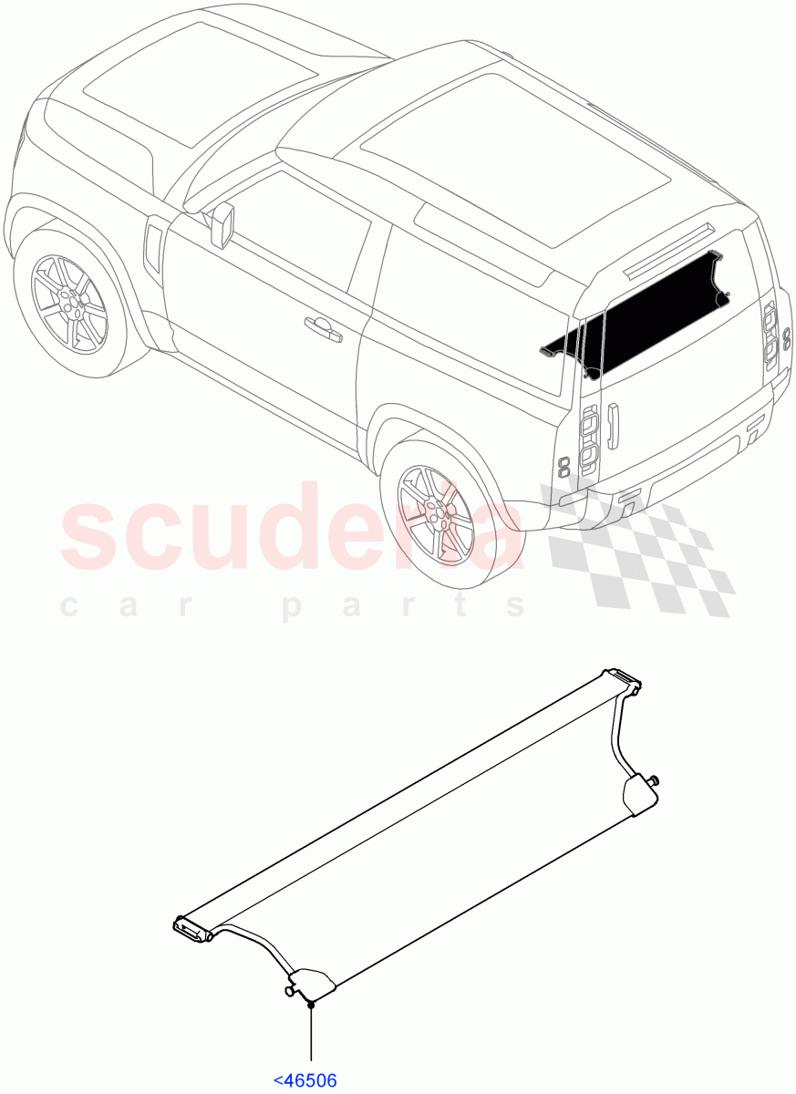 Load Compartment Trim(Upper, Package Tray)(Short Wheelbase,With Load Area Cover) of Land Rover Land Rover Defender (2020+) [2.0 Turbo Diesel]