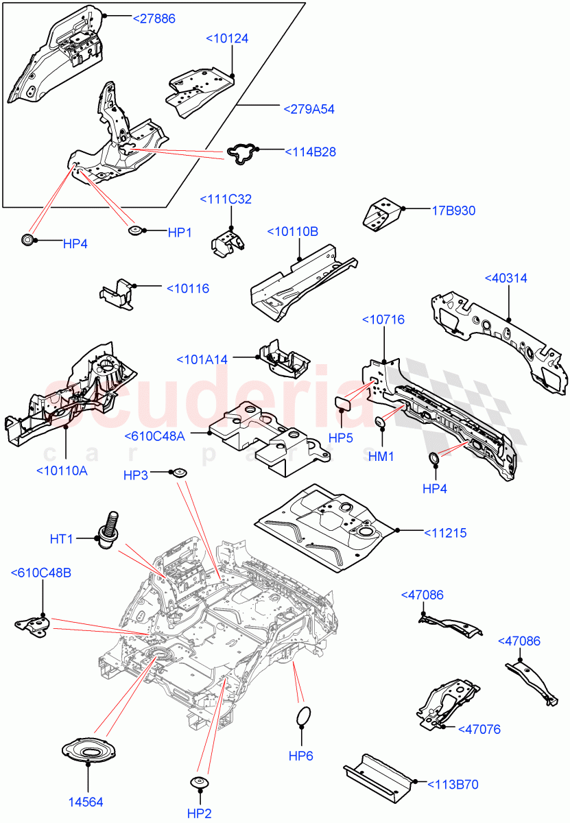 Floor Pan - Centre And Rear(Nitra Plant Build)((V)FROMK2000001) of Land Rover Land Rover Discovery 5 (2017+) [3.0 DOHC GDI SC V6 Petrol]