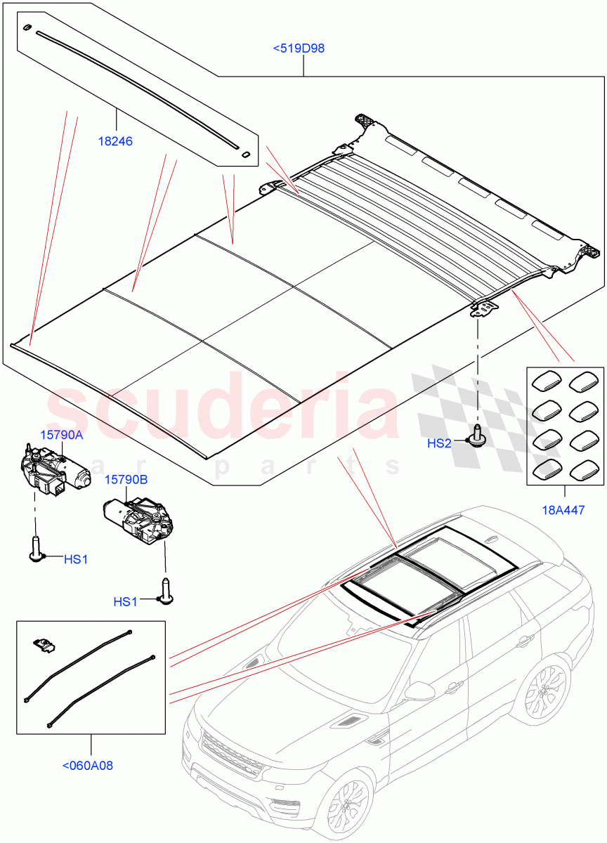 Sliding Roof Mechanism And Controls(Sun Blinds)(With Roof Conversion-Panorama Power) of Land Rover Land Rover Range Rover Sport (2014+) [3.0 I6 Turbo Diesel AJ20D6]