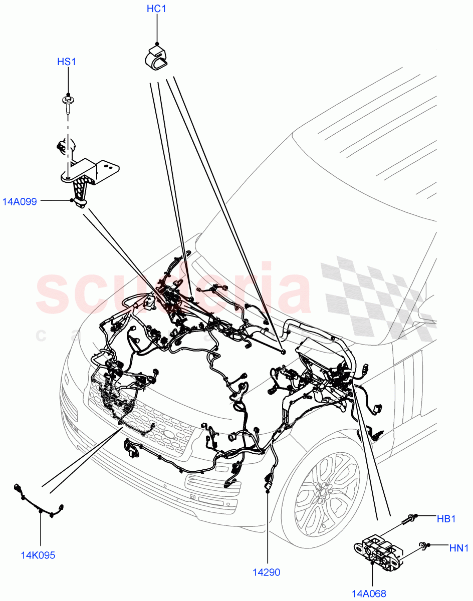 Electrical Wiring - Engine And Dash(Engine Compartment)((V)FROMFA000001,(V)TOGA999999) of Land Rover Land Rover Range Rover (2012-2021) [2.0 Turbo Petrol AJ200P]
