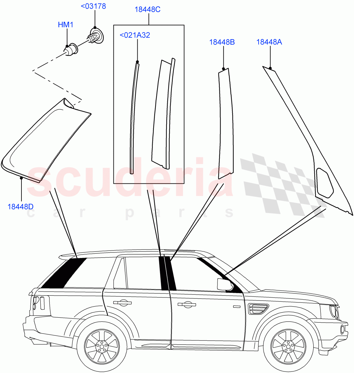 Rear Doors, Hinges & Weatherstrips(Less Armoured)((V)FROMAA000001) of Land Rover Land Rover Range Rover Sport (2010-2013) [3.0 Diesel 24V DOHC TC]
