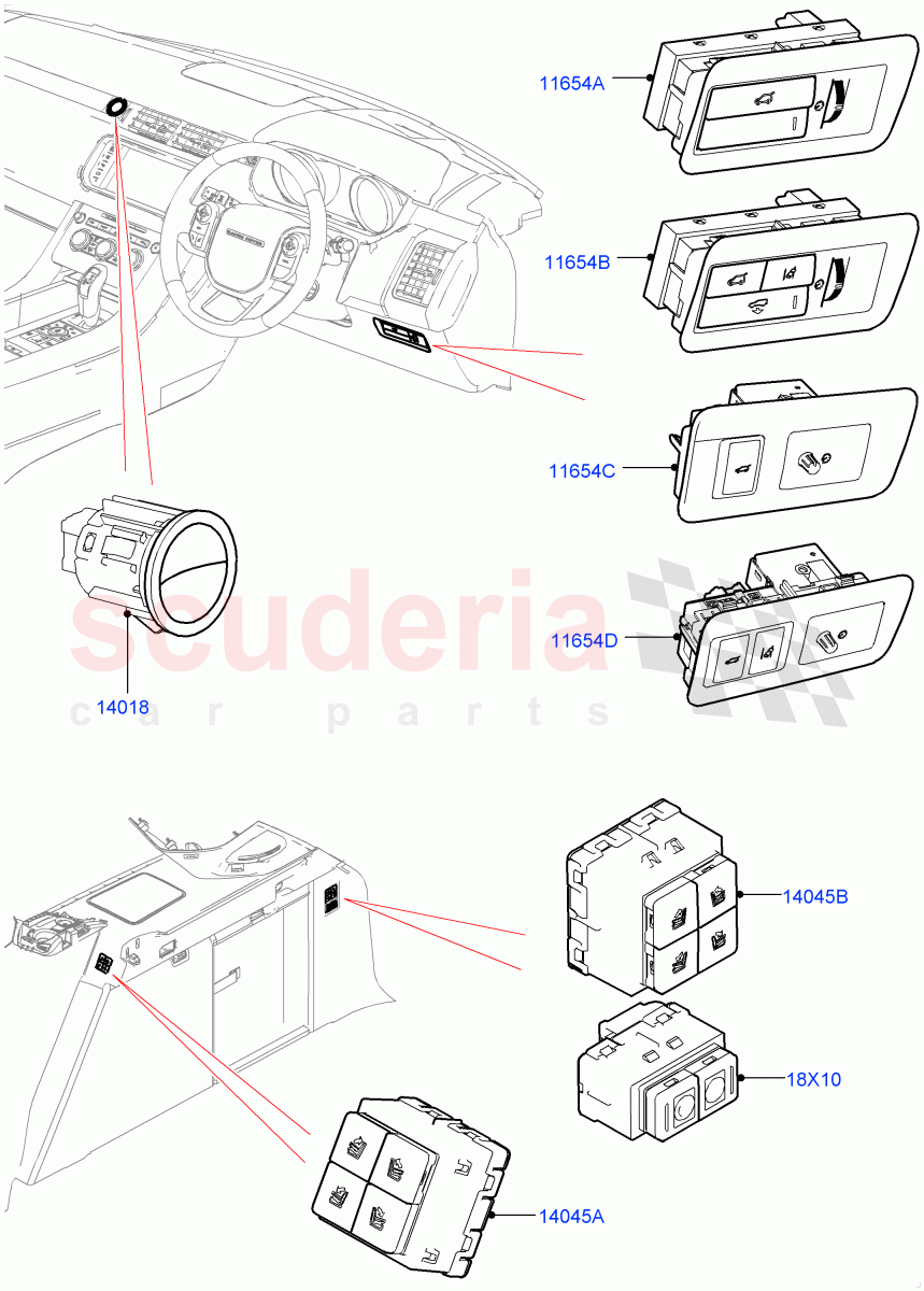 Switches(Auxiliary Unit) of Land Rover Land Rover Range Rover Sport (2014+) [3.0 DOHC GDI SC V6 Petrol]
