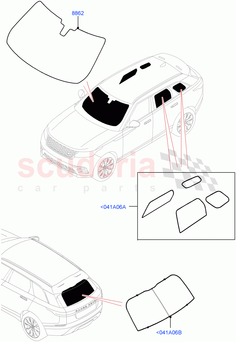Touring Accessories(Sun Blinds) of Land Rover Land Rover Range Rover Velar (2017+) [3.0 DOHC GDI SC V6 Petrol]