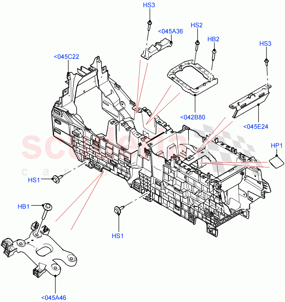Console - Floor(Internal Components)(Halewood (UK)) of Land Rover Land Rover Range Rover Evoque (2019+) [2.0 Turbo Petrol AJ200P]