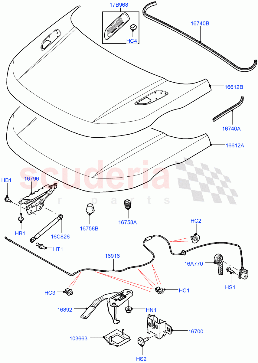 Hood And Related Parts(Itatiaia (Brazil))((V)FROMGT000001) of Land Rover Land Rover Range Rover Evoque (2012-2018) [2.0 Turbo Petrol AJ200P]