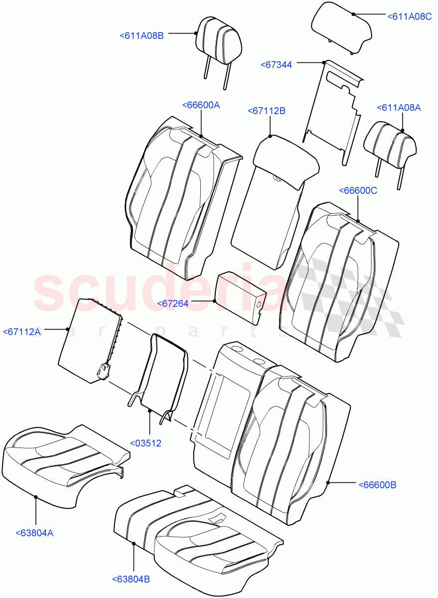 Rear Seat Covers(Taurus Leather/PVC (M-L),Version - Core,Non SVR) of Land Rover Land Rover Range Rover Sport (2014+) [2.0 Turbo Petrol AJ200P]