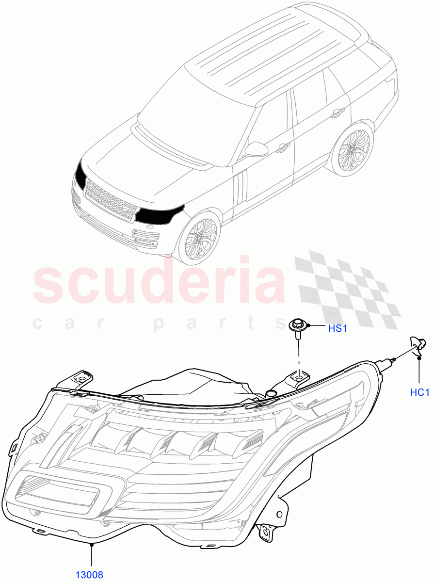Headlamps And Front Flasher Lamps(Version - Core,Non SVR)((V)FROMJA000001) of Land Rover Land Rover Range Rover Sport (2014+) [3.0 DOHC GDI SC V6 Petrol]