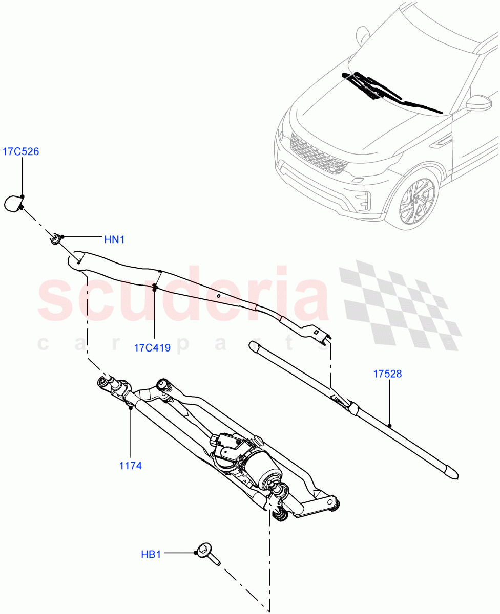 Windscreen Wiper(Solihull Plant Build)((V)FROMHA000001) of Land Rover Land Rover Discovery 5 (2017+) [3.0 DOHC GDI SC V6 Petrol]