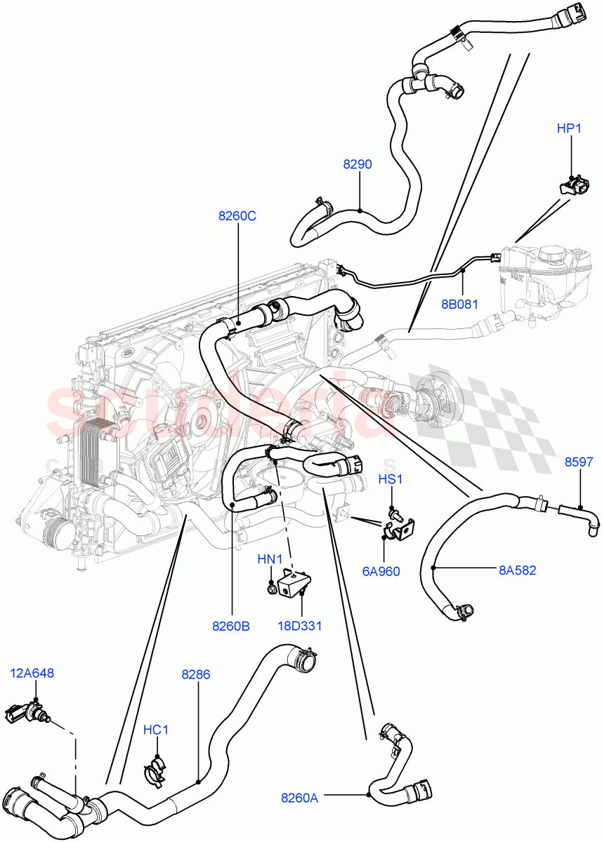 Cooling System Pipes And Hoses(2.0L 16V TIVCT T/C 240PS Petrol,Halewood (UK))((V)TODH999999) of Land Rover Land Rover Range Rover Evoque (2012-2018) [2.0 Turbo Petrol GTDI]