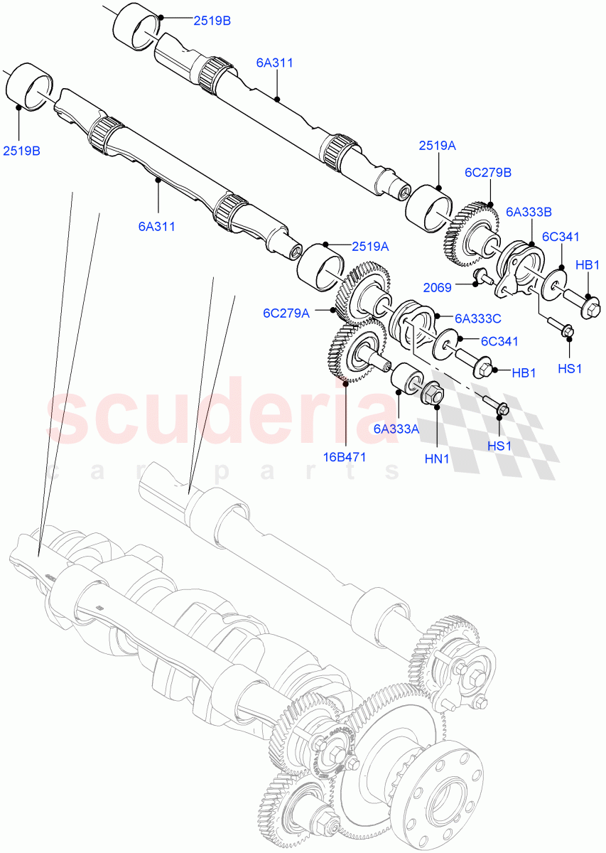 Balance Shafts And Drive(2.0L AJ20D4 Diesel LF PTA,Halewood (UK),2.0L AJ20D4 Diesel Mid PTA,2.0L AJ20D4 Diesel High PTA) of Land Rover Land Rover Discovery Sport (2015+) [2.0 Turbo Diesel]