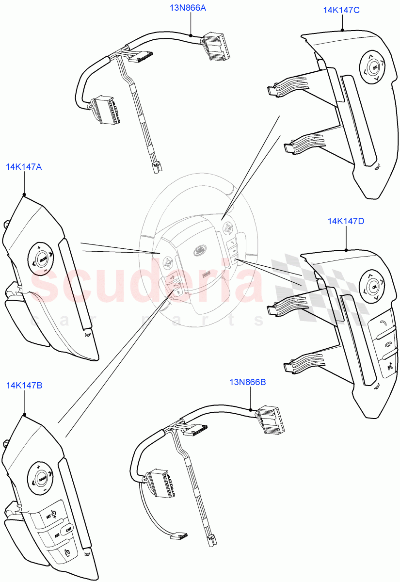 Switches(Steering Wheel)((V)FROMEA000001) of Land Rover Land Rover Discovery 4 (2010-2016) [3.0 DOHC GDI SC V6 Petrol]