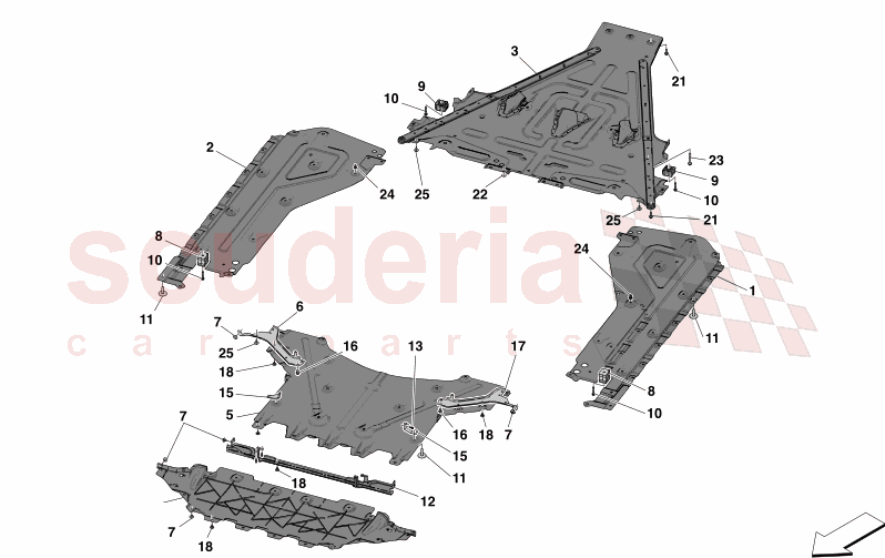 UNDERBODY AND UNDERFLOOR GUARDS of Maserati Maserati GranCabrio M189 TROFEO  AUTOMATIC 4WD 3.0 BT V6 550 HP