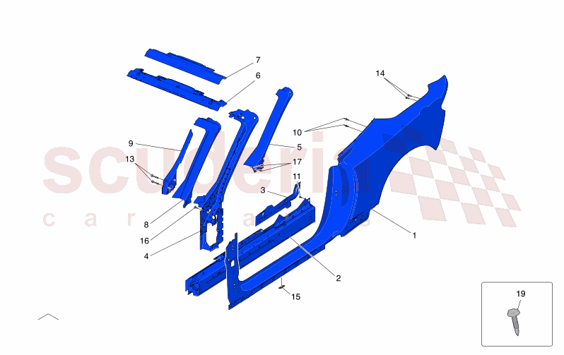 BODYWORK AND CENTRAL OUTER TRIM PANELS of Maserati Maserati GranCabrio M189    AUTOMATIC 4WD 3.0 BT V6 490 HP