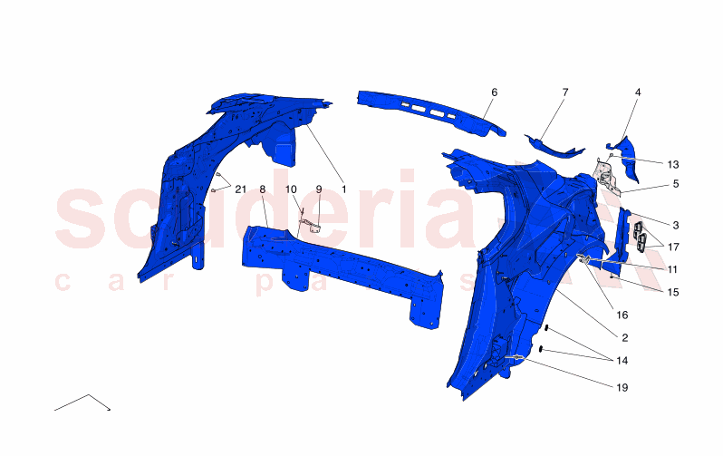 BODYWORK AND REAR OUTER TRIM PANELS of Maserati Maserati GranTurismo M189 FOLGORE  AUTOMATIC 4WD BEV 560 kW