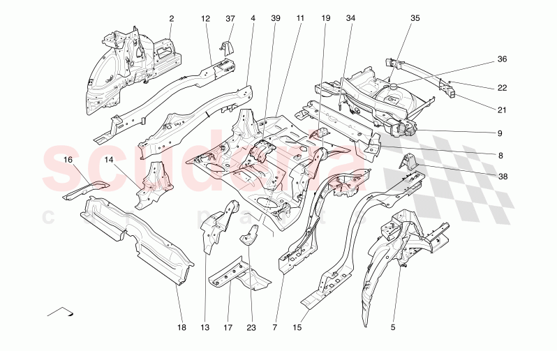REAR STRUCTURAL FRAMES AND SHEET PANELS of Maserati Maserati Levante Modena Automatic 3.0 BT V6 4WD 350HP