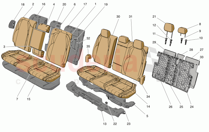 REAR SEATS: TRIM PANELS of Maserati Maserati Grecale GT Automatic 2.0 T4 4WD 300HP MHEV