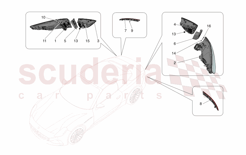 TAILLIGHT CLUSTERS of Maserati Maserati GranCabrio M189 TROFEO  AUTOMATIC 4WD 3.0 BT V6 550 HP