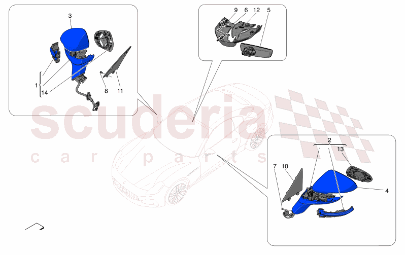 INTERNAL AND EXTERNAL REAR-VIEW MIRRORS of Maserati Maserati GranCabrio M189    AUTOMATIC 4WD 3.0 BT V6 490 HP