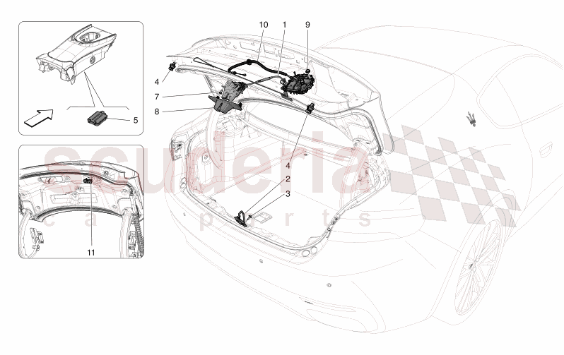 REAR LID OPENING CONTROL of Maserati Maserati GranTurismo M189 FOLGORE  AUTOMATIC 4WD BEV 560 kW