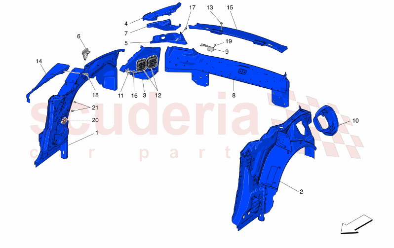 BODYWORK AND REAR OUTER TRIM PANELS of Maserati Maserati GranCabrio M189    AUTOMATIC 4WD 3.0 BT V6 490 HP