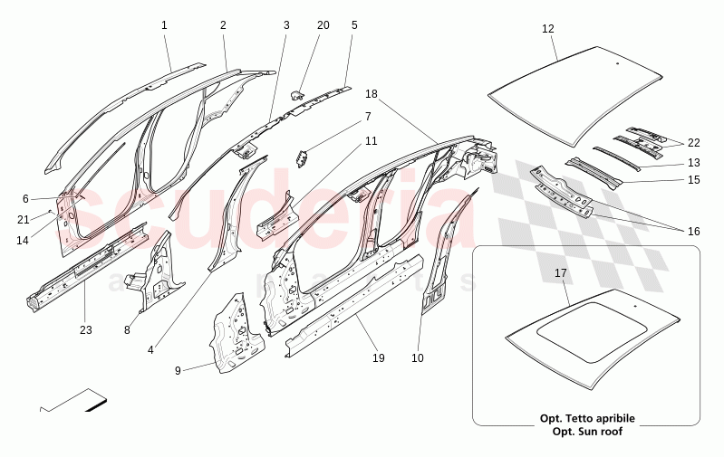 BODYWORK AND CENTRAL OUTER TRIM PANELS of Maserati Maserati Levante Modena Automatic 3.0 BT V6 4WD 350HP