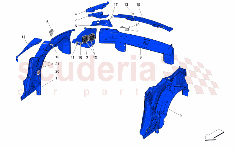 BODYWORK AND REAR OUTER TRIM PANELS of Maserati Maserati GranCabrio M189 FOLGORE  AUTOMATIC 4WD BEV 560 kW