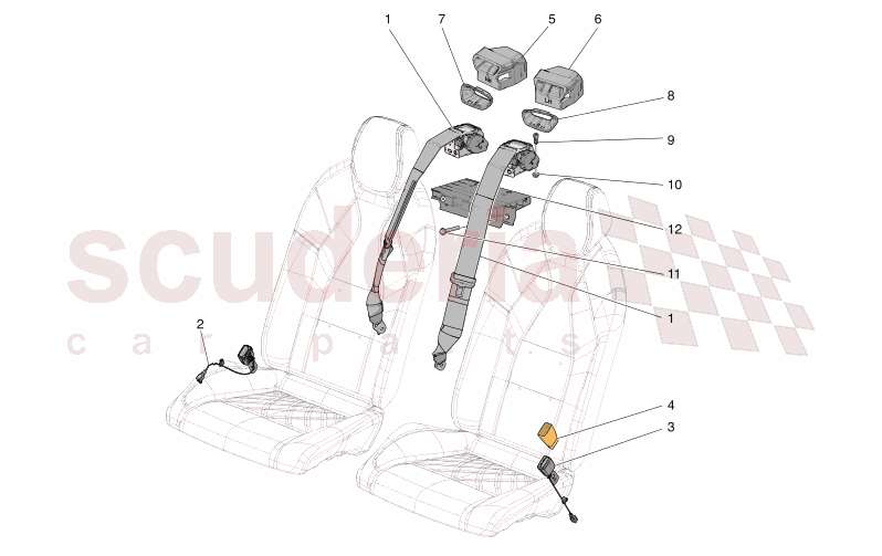 REAR SEAT BELTS of Maserati Maserati GranCabrio M189    AUTOMATIC 4WD 3.0 BT V6 490 HP