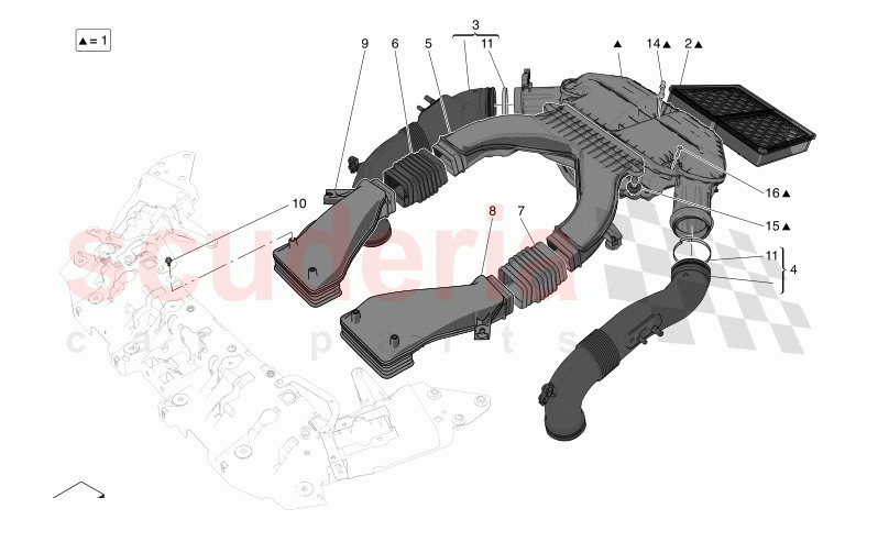 AIR FILTER, AIR INTAKE AND DUCTS of Maserati Maserati Grecale Trofeo Automatic 3.0 BT V6 530HP