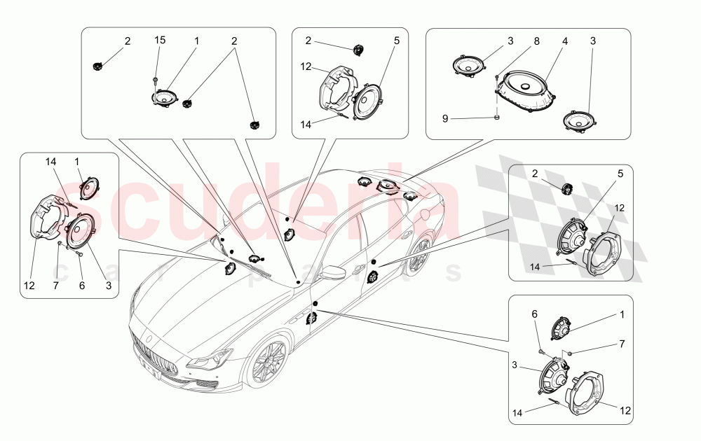 SOUND DIFFUSION SYSTEM (Available with: HIGH PREMIUM SOUND SYSTEM) of Maserati Maserati Quattroporte (2013-2016) V6 330bhp