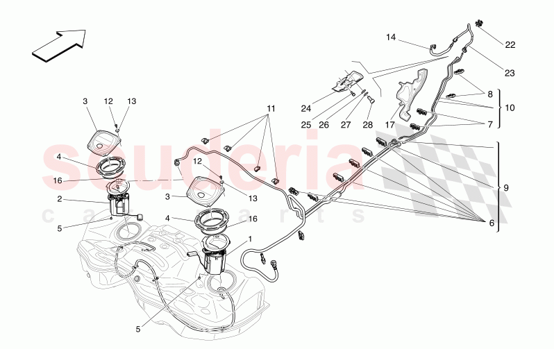 FUEL PUMPS AND CONNECTION LINES of Maserati Maserati Levante Modena S Automatic 3.0 BT V6 4WD 430HP