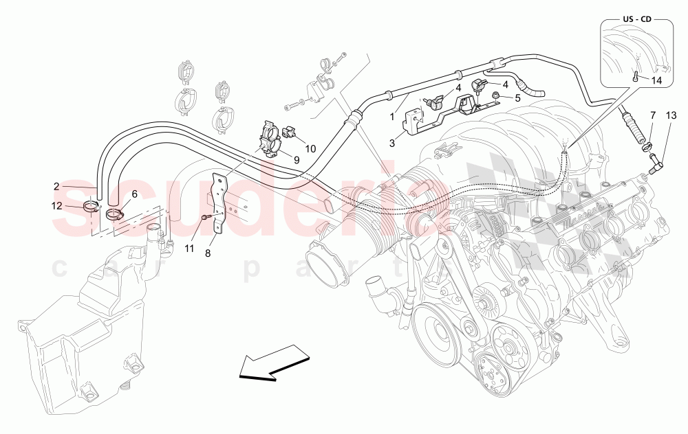 OIL VAPOUR RECIRCULATION SYSTEM of Maserati Maserati Quattroporte (2003-2007) DuoSelect