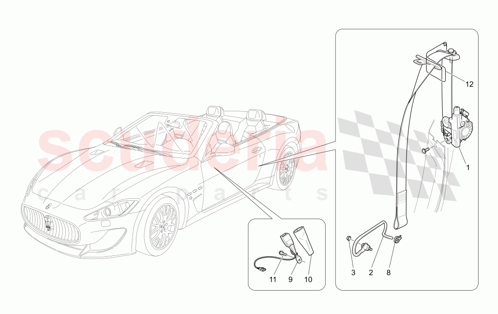 FRONT SEATBELTS of Maserati Maserati GranCabrio (2013-2015) MC