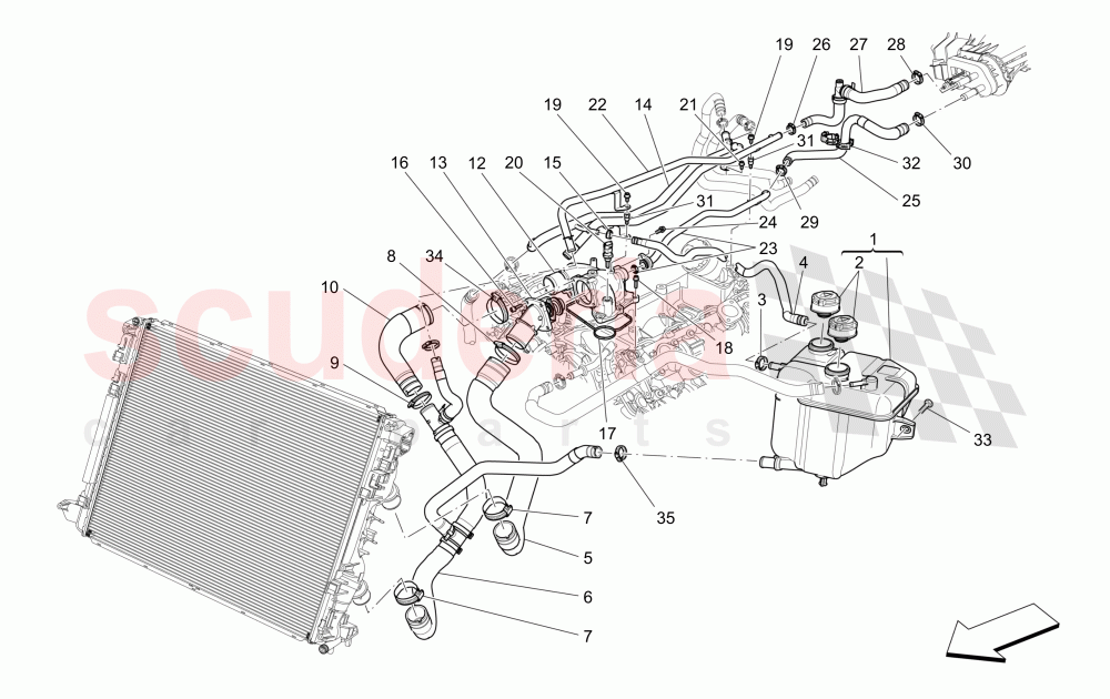COOLING SYSTEM: NOURICE AND LINES (Not available with: FOUR-ZONE AUTOMATIC CLIMA) of Maserati Maserati Quattroporte (2013+) GTS