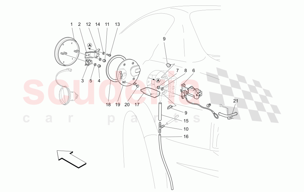 FUEL TANK DOOR AND CONTROLS of Maserati Maserati Quattroporte (2008-2012) S 4.7