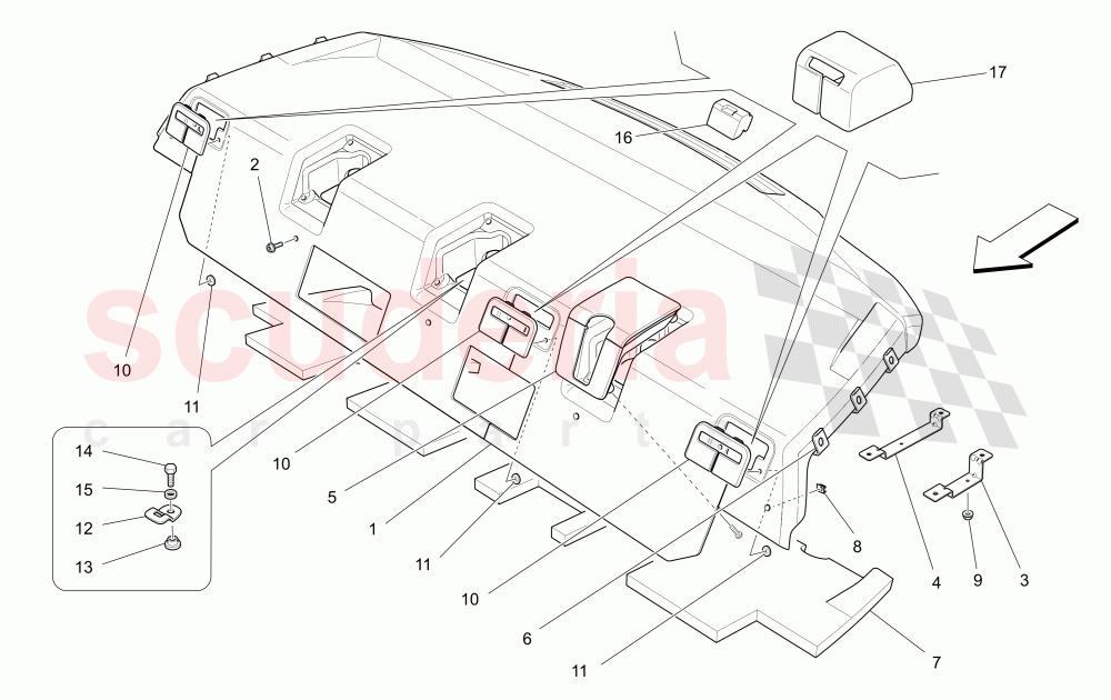 REAR PARCEL SHELF (Not available with: POWER REAR SUNBLIND) of Maserati Maserati Ghibli (2014-2016) S Q4