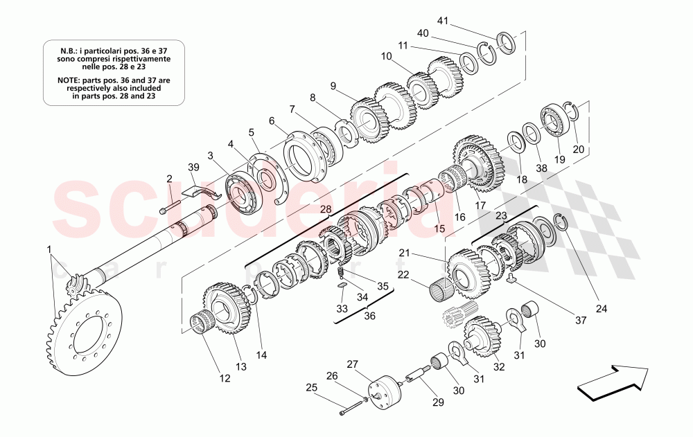 LAY SHAFT GEARS of Maserati Maserati GranSport Spyder (2005-2007)