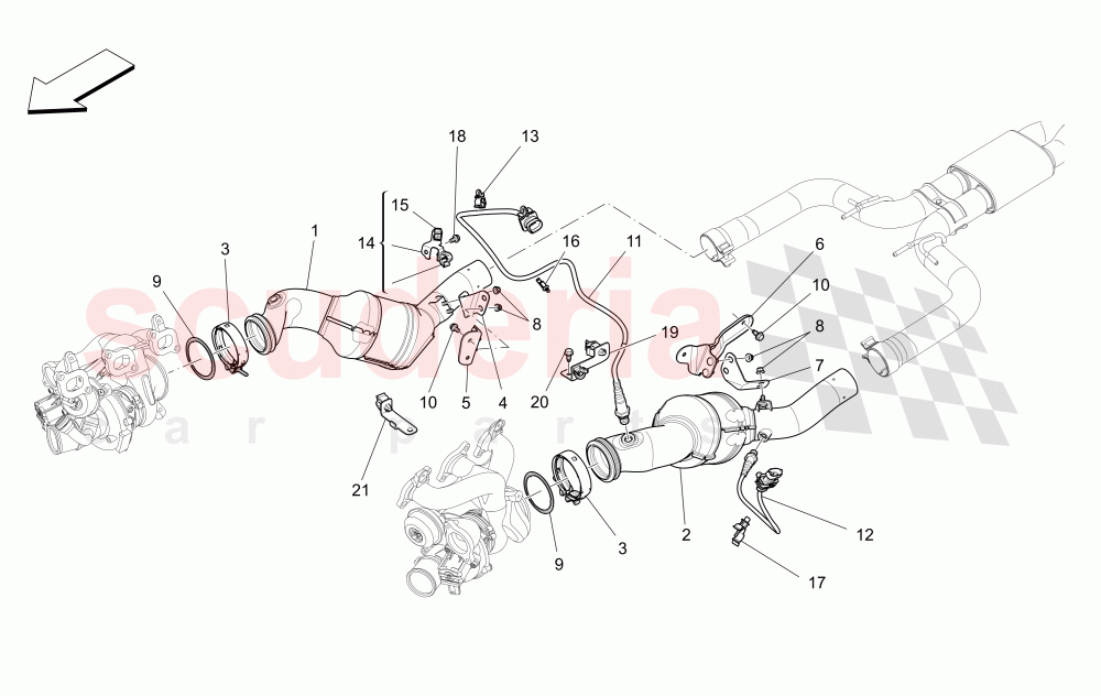 PRE-CATALYTIC CONVERTERS AND CATALYTIC CONVERTERS (Not available with: EURO 6C) of Maserati Maserati Quattroporte (2017+) S Q4