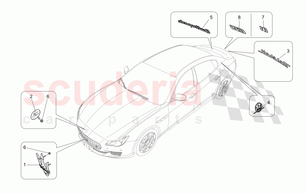 TRIMS, BRANDS AND SYMBOLS of Maserati Maserati Quattroporte (2013-2016) Diesel
