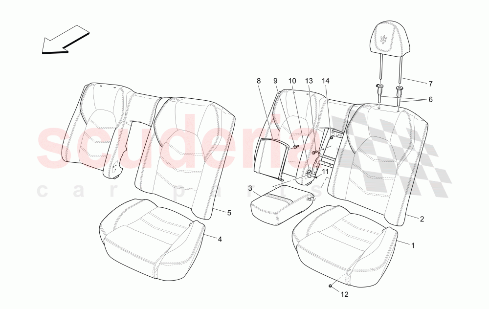 REAR SEATS: TRIM PANELS (Available with: SportNot available with: Centennial Edition, Special Edition) of Maserati Maserati GranTurismo (2017+) Sport Auto