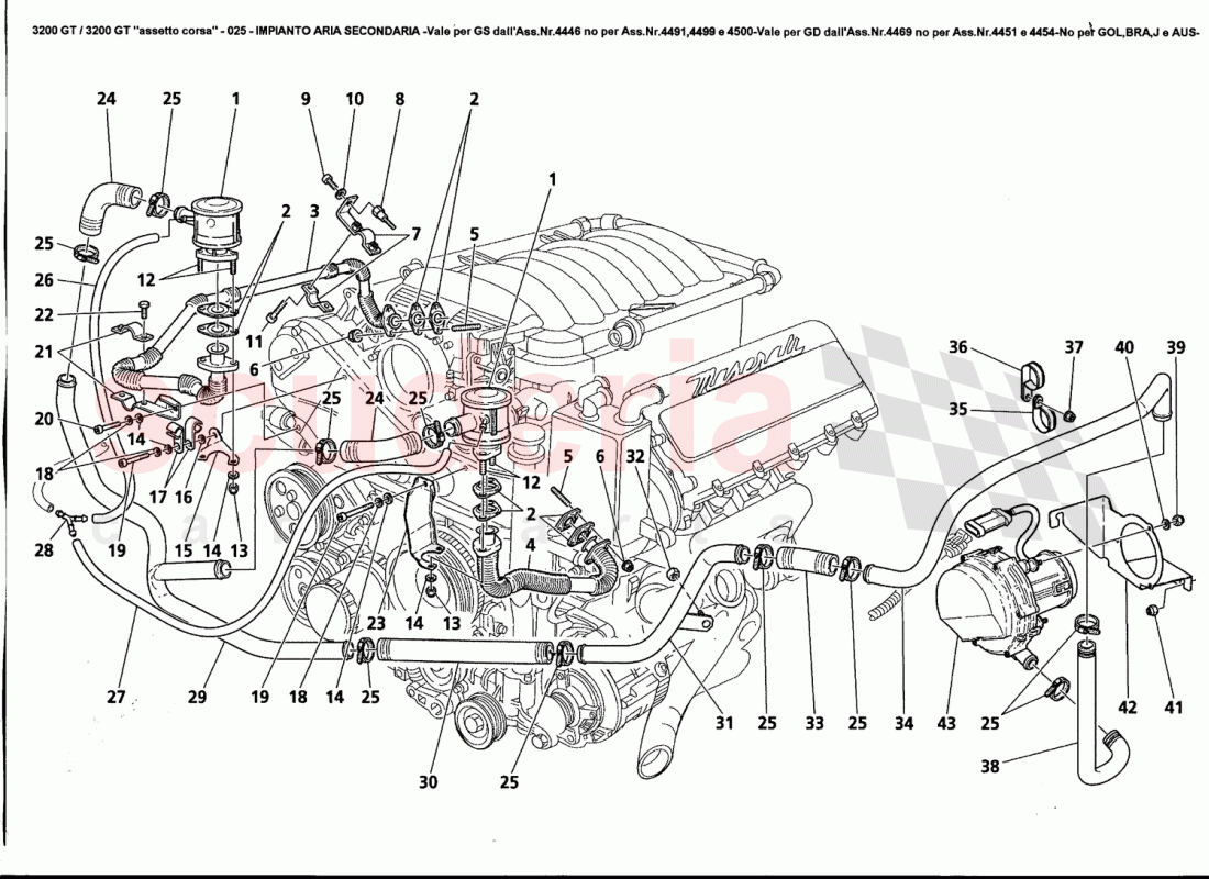 SECONDARY AIR SYSTEM - Valid for GS from Ass.4446 not for Ass.Nr.4491,4499 and 4500 - Valid for GD f of Maserati Maserati 3200 GT / Assetto Corsa