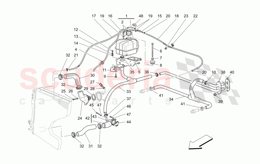 COOLING SYSTEM: NOURICE AND LINES of Maserati Maserati 4200 Spyder (2005-2007) CC