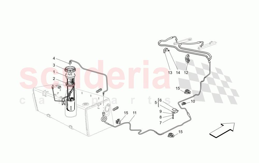 FUEL PUMPS AND CONNECTION LINES of Maserati Maserati 4200 Coupe (2005-2007) CC