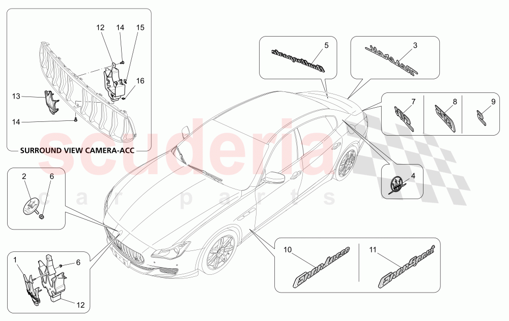 TRIMS, BRANDS AND SYMBOLS of Maserati Maserati Quattroporte (2017+) Diesel