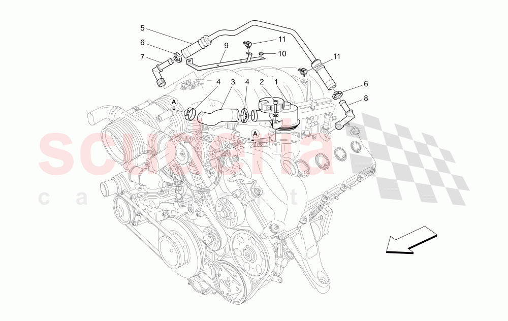 OIL VAPOUR RECIRCULATION SYSTEM of Maserati Maserati Quattroporte (2009-2012) Sport GTS
