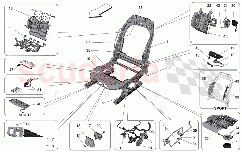 FRONT SEATS: MECHANICS AND ELECTRONICS of Maserati Maserati Grecale Modena Automatic 2.0 T4 4WD 250HP MHEV