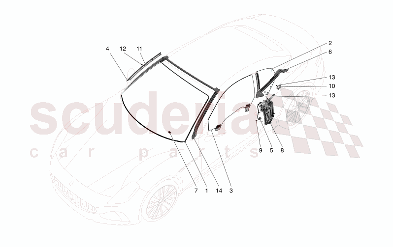 WINDOWS AND WINDOW STRIPS of Maserati Maserati GranCabrio M189 FOLGORE  AUTOMATIC 4WD BEV 560 kW